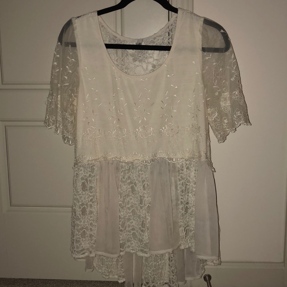 off white-white blouse with embroidery